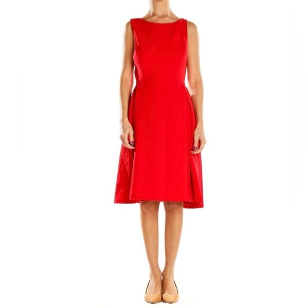 Maggy London Red Midi Fit and Flare Evening Cocktail Holiday Dress size 8P